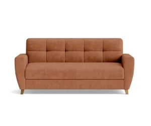 Bestmobilier - Thibault - Canapé lit 3 Places Convertible Express Couchage Quotidien 140 cm Matelas 14 cm en Velours texturé, Terracotta