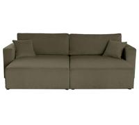 Bestmobilier Canapé droit Topaze 4 places double méridienne assise profonde velours côtelé Kaki