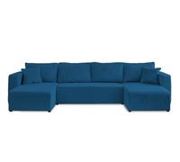 Bestmobilier Topaze - canapé panoramique en U - 7 Places - Convertible avec Coffre - en Velours côtelé