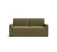 Bestmobilier - Tristan - Canapé lit 3 Places Convertible Express Couchage Quotidien 140 cm Matelas 14 cm en Velours côtelé, Vert Kaki