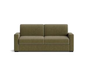Bestmobilier - Tristan - Canapé lit 3 Places Convertible Express Couchage Quotidien 140 cm Matelas 14 cm en Velours côtelé, Vert Kaki