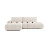 Yulin - Canapé d'angle ouvert gauche 4 places convertible avec coffre en tissu bouclette