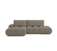 Yulin - Canapé d'angle ouvert gauche 4 places convertible avec coffre en tissu bouclette