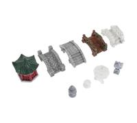 BESTOMZ 10 Pièces Accessoires Mini Jardin en Résine, Pont et Kiosque | Décor Miniature Style Rustique, Effet Bois Vieilli, pour Aquarium, Diorama, Mousse et Galets
