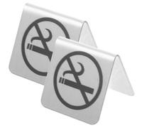 BESTOMZ 2 Pièces Panneau « Interdit de Fumer » en Acier Inoxydable Double Face Surface Lisse Panneau Non-fumeur pour Tables de Restaurant et Bureau