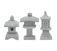 BESTOMZ 3 Pièces Petite Lanterne Décorative en Grès, Style Réaliste | Ornement Compact pour Jardinières, Bonzaïs ou Ambiance Féerique, Posé au Salon, Aquarium, Décor Photo, Maison ou Fêtes