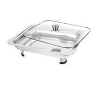BESTOMZ Acier Inoxydable Plateau de Service Buffet avec Couvercle Protecteur Rectangulaire et Support Stable pour Utilisation Quotidienne et Cantine