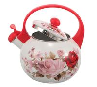 BESTOMZ Bouilloire en Émail Rouge 2,2l Poignée Confortable et Design Élégant, Bouilloire Sifflante Maison Camping