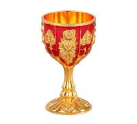BESTOMZ Calice Vintage en Alliage Rouge et Or Design Antidérapant et Bouche Ronde, Tasse Décorative Chic pour Fêtes et Cocktails Élégants