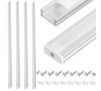BESTOMZ Diffuseurs de Canal LED Forme en U Lot de 4 en Alliage D'aluminium Argenté pour Éclairage D'accentuation et Montage en Surface sur Étagères