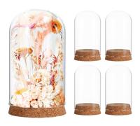 BESTOMZ Dôme en Verre Transparent Cloche en Verre Décorative Légère 6x10 Cm Bouchon Liège, Lot de 5 Couvercles pour Fleurs pour Durables et Décoration Intérieure Présentation Artisanale