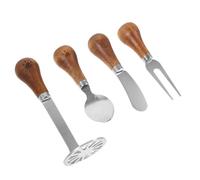 BESTOMZ Ensemble 4 Pièces Couteaux à Tartiner en Acier Inoxydable Manche en Bois, Design Innovant, Prise Confortable et Tenue de Coupe Cuisine
