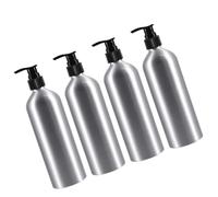 BESTOMZ Flacons Distributeurs Design Créatif et Élégant en Aluminium 250ml Lot de 4 avec Pompe pour Shampoing et Lotion pour Salle de Bain et Voyage