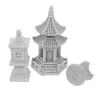 BESTOMZ Ornement Miniature de Pagode en Pierre Reconstituée 3pcs pour Décoration de Jardin Extérieur Modélisation Petit Abri et Finition Soignée, pour Cour et Jardin