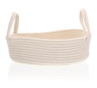 BESTOMZ Panier Tressé en Coton Blanc pour Rangement Couvercle, Conteneur Pratique et Décoratif pour Entrée ou Buanderie, Style Simple et Élégant