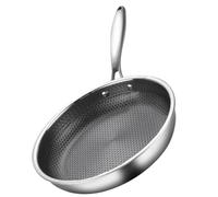 BESTOMZ Poêle à Frire Antiadhésive Compatible Induction en Acier Inoxydable à Structure Alvéolée Chauffage Uniforme et Fond Stable, pour Œufs et Steaks