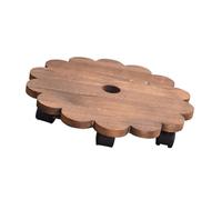 BESTOMZ Pot de Fleurs Rond en Bois avec roulettes, Plateau Amovible Marron | Charge Élevée, Protège le Sol des Rayures, Trou de Drainage, Bureau et Hôtel, Base Mobile pour Plantes