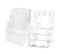 BESTOMZ Présentoir en Acrylique Multi-Niveaux 2pcs pour Brochures et Flyers, Support Mural Compartiments Spacieux et Trous Pré-percés pour Organisation Polyvalente