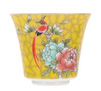 BESTOMZ Tasse à Thé en Céramique Émaillée Motif Fleurs et Oiseaux Chinois | Style Vintage Élégant, Surface Lisse, Forme Ronde Stable, Adaptée au Thé Noir, Café, Cérémonie du Thé ou Restaurant