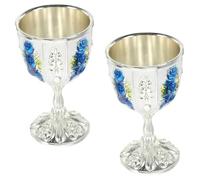 BESTOMZ Tasses Fantaisie Faciles à Tenir et Anti-renversement Lot de 2 en Fer Argenté Style Européen Classique pour Restaurant ou Décoration