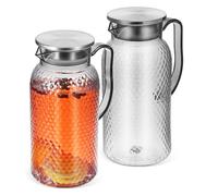 BESTonZON 2 Pièces Plastique Pichet à Jus 1,8 L, Moderne Minimaliste | Récipient à Boisson avec Couvercle, Usage Eau ou Boisson Fraîche, Nettoyage Facile, Grand Format 1,8 L