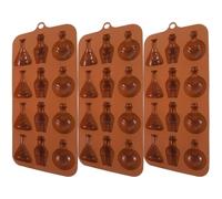BESTonZON 3 Pièces Moule en Silicone Marron pour Chocolat de Bouteille de Vin, Facile à Démouler Nettoyer, pour DIY Maison et Pâtisserie D'halloween
