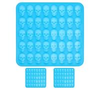 BESTonZON 3 Pièces Moules en Silicone Antiadhésifs de Crâne 40 Cavités pour Chocolat et Glaçons, pour Halloween et Pâtisserie Créative