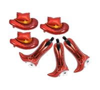 BESTonZON 6 Pièces Lot de Ballons en Aluminium Forme Chapeau de Cow-boy et Bottes Marron, Décorations Résistantes pour Anniversaire et Fête Thème Western Cowboy