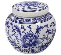BESTonZON Boîte De Thé en Porcelaine Bleue Et Blanche Vintage, Pot Alimentaire en Céramique, Boîte De Stockage De Thé à La Maison Conteneurs De Chine Porcelaine Chinoise en Céramique Double Canette