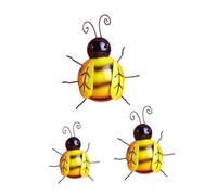 BESTonZON Décorations Murales Abeille en Fer Jaune 3pcs pour Jardin, Ornement Créatif et Délicat, Décoration Extérieure Bohème pour Terrasse et Balcon