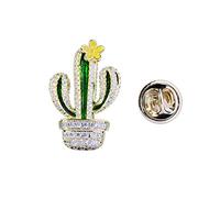 BESTonZON Épingle à Poitrine en Cuivre Forme Cactus Émail Coloré, Bijou Décoratif Élégant pour Femme, pour Assortir Pull ou Écharpe