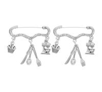 BESTonZON Épingles à Revers Argentées en Alliage de Zinc, Lot de 2pcs, Épingles Décoratives Stylées pour Pâtissiers et Espace la Cuisine, Design Unique et Polyvalent