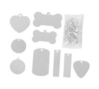 BESTonZON Étiquettes Vierges Acier Inoxydable 24 Pcs pour Animaux de Compagnie, Pendentifs Plats Personnalisables, Création Bijoux, Usage Bricolage, Accessoires Solide et Style Aléatoire