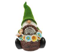 BESTonZON GNOME Solaire en Résine pour Jardin Lumière LED Extérieure, Décoration de Pelouse Résistante aux Intempéries, Statuette Lumineuse Charmante pour Terrasse et Patio