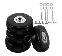 BESTonZON Kit de Réparation 4 Roues Pivotantes en Caoutchouc 50 MM avec Roulements à Billes pour Valise, Axes, Vis et Clé Inclus, Compatible Bagages à roulettes, Remplacement Solide pour