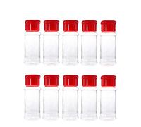 BESTONZON Lot de 10 pots à épices en plastique pour assaisonnement, poivrière, sel, condiment, pour barbecue cuisine (Rouge)