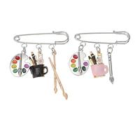 BESTonZON Lot de 2 Broches en Alliage Palette de Peinture et Pinceaux Broches d'Artistes Légères et Robustes Accessoires Décoratifs pour Vêtements Présent Créatif et Usage Quotidien