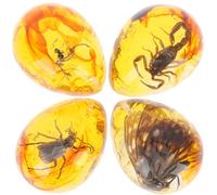 BESTonZON Lot de 4 Spécimens d'Insectes en Résine d'Ambre Dorée Grosse Taille Pendentifs Décoratifs Artisanaux pour Création de Bijoux et Décoration DIY
