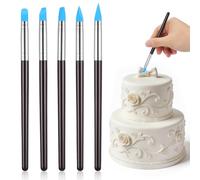 Bestonzon Lot de 5 pinceaux à peinture en silicone pour masquage de peinture liquide et moulage en argile Rouge foncé