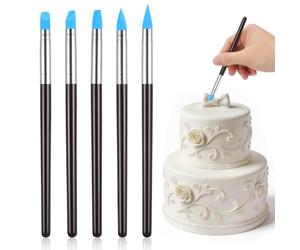 Bestonzon Lot de 5 pinceaux à peinture en silicone pour masquage de peinture liquide et moulage en argile Rouge foncé