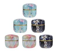 Bestonzon Lot de 6 petites boîtes de rangement en fer avec couvercle pour thé, boîte de cuisine en trois motifs différents Style (Style hasard)