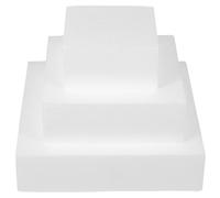 BESTonZON Modèles de Gâteau Carrés en Mousse Blanche 3pcs pour S'entraîner à Décorer, Accessoires Multifonctions Lisses pour Décoration de Gâteaux et Pâtisserie