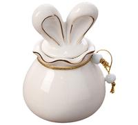 BESTonZON Pot à Thé Céramique Forme de Lapin Récipient Hermétique pour Thé et Poudre Boîte de Stockage Décorative Multi-fonction avec Couvercle
