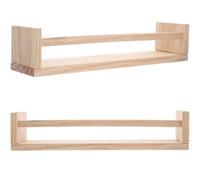 BESTOYARD 2 Pièces Étagère Murale en Bois Khaki, Grosse Capacité | Rangement Mural, Lignes Nettes et Texture Délicate, Effet Visuel Moderne, Décor Café et Salle de Bain