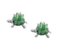 BESTOYARD 2 Pièces Statuette Tortue en Cristal Vert, Cuivre, Décor Feng | Aspect Transparent, Pose Stable, Salon ou Caisse, Touche Raffinée, Symbole Amulette