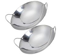 BESTOYARD 2 Pièces Wok Inox Argenté à Double Poignée pour Hot Pot Maison | Métal Résistant à Chaleur, Antidérapant et Anti-calcaire, Usage Domestique, Service Solide