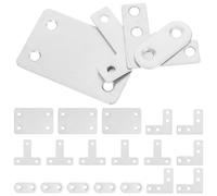 BESTOYARD 22 Pièces Équerres de Renfort d'angle en Acier Inoxydable Argenté, Plaques de Jonction Plates Multifonctionnelles Forte Capacité de Charge pour Projets de Construction et