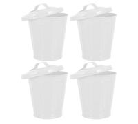 BESTOYARD 4 Pièces Petite Poubelle de Table Cylindrique en Fer Blanc