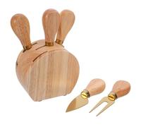 BESTOYARD Acier Inoxydable Set de Couteaux à Fromage en Bois pour Plateau | Support en Bois, Rangement Organisé, Outils pour Fromage Doux, Service Portable, Style Moderne Classique