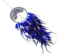 BESTOYARD Attrape-rêves Bleu en Plumage Cercle Métallique, Ornement Suspendu Décoratif pour Fenêtre ou Arbre, Style Bohème Simple et Unique pour Chambre ou Salon